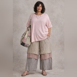 Chico's Abby Textured Cotton Dolman Pullover Sweater Ballet Pink Size 3 XL NWT